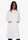 古典的適当な医学の仕事のユニフォームのポプリンおよび極度のあや織りの白い実験室のコートを細くして下さい