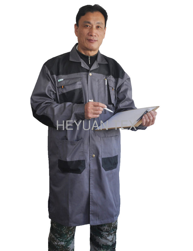 100% Cotton Twill Contrasted Mens Work Coats For For Engineering / Warehouse Worker