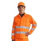 頑丈な対面ジッパーおよび伸縮袖口が付いているオレンジ高い可視性の仕事のユニフォーム 