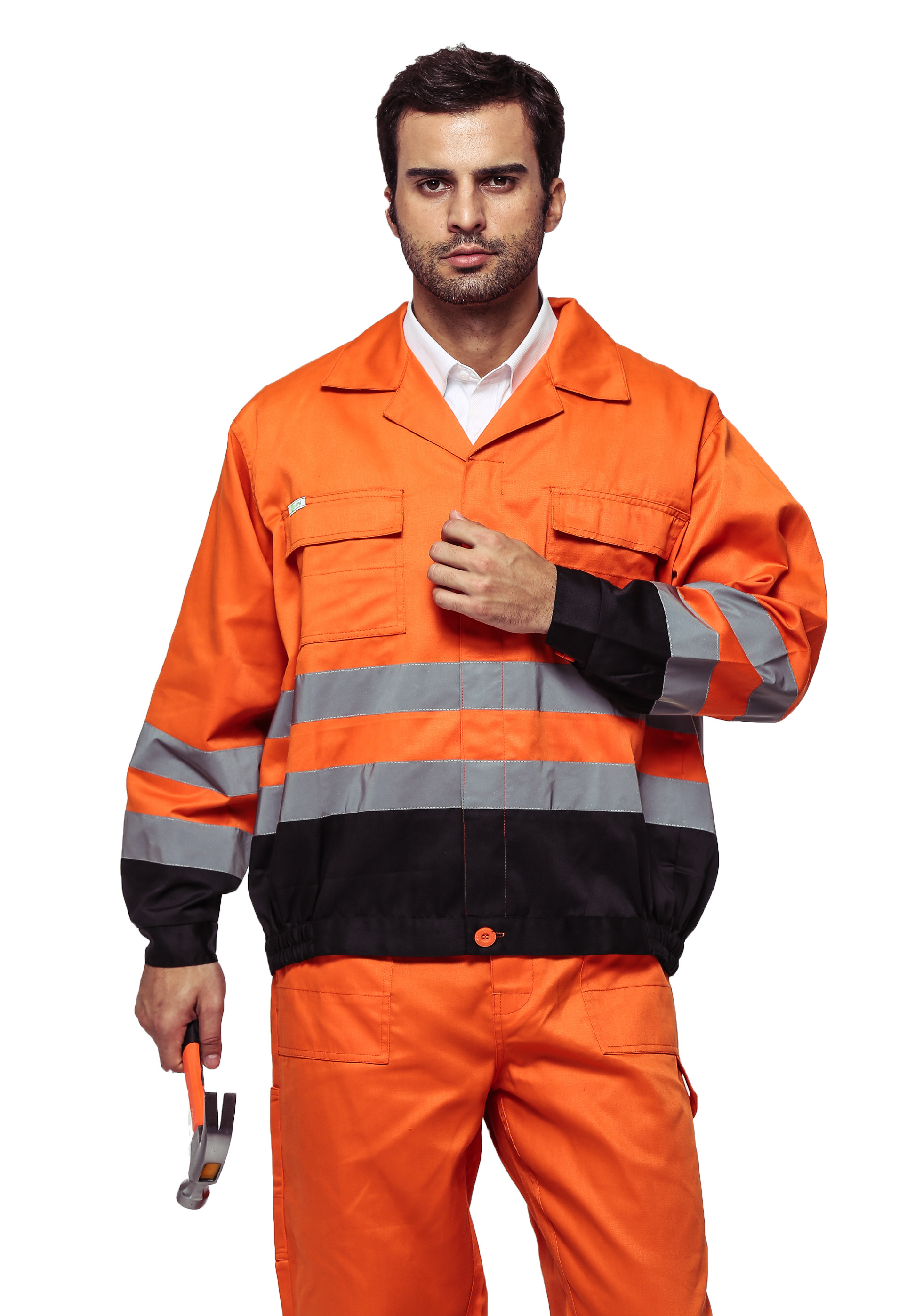 オレンジ/黄色の高い可視性のジャケット、反射安全ジャケットEN ISO 20471