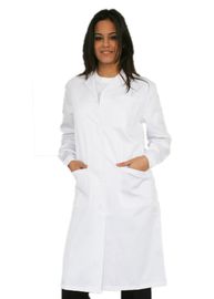 古典的適当な医学の仕事のユニフォームのポプリンおよび極度のあや織りの白い実験室のコートを細くして下さい