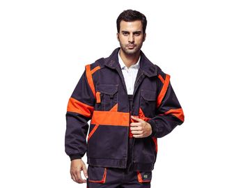対照色の取り外し可能な袖が付いているオレンジ産業仕事のジャケットの100%の綿